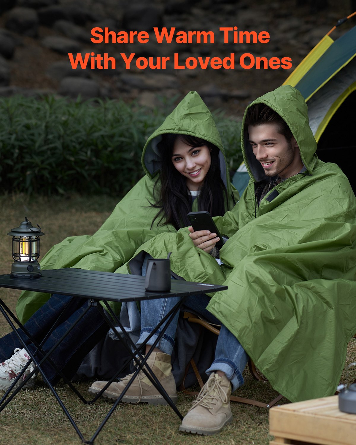 Camping Blanket 2 m x 1.5 m Wearable Warm Stadium Blanket Army Green - Image 5