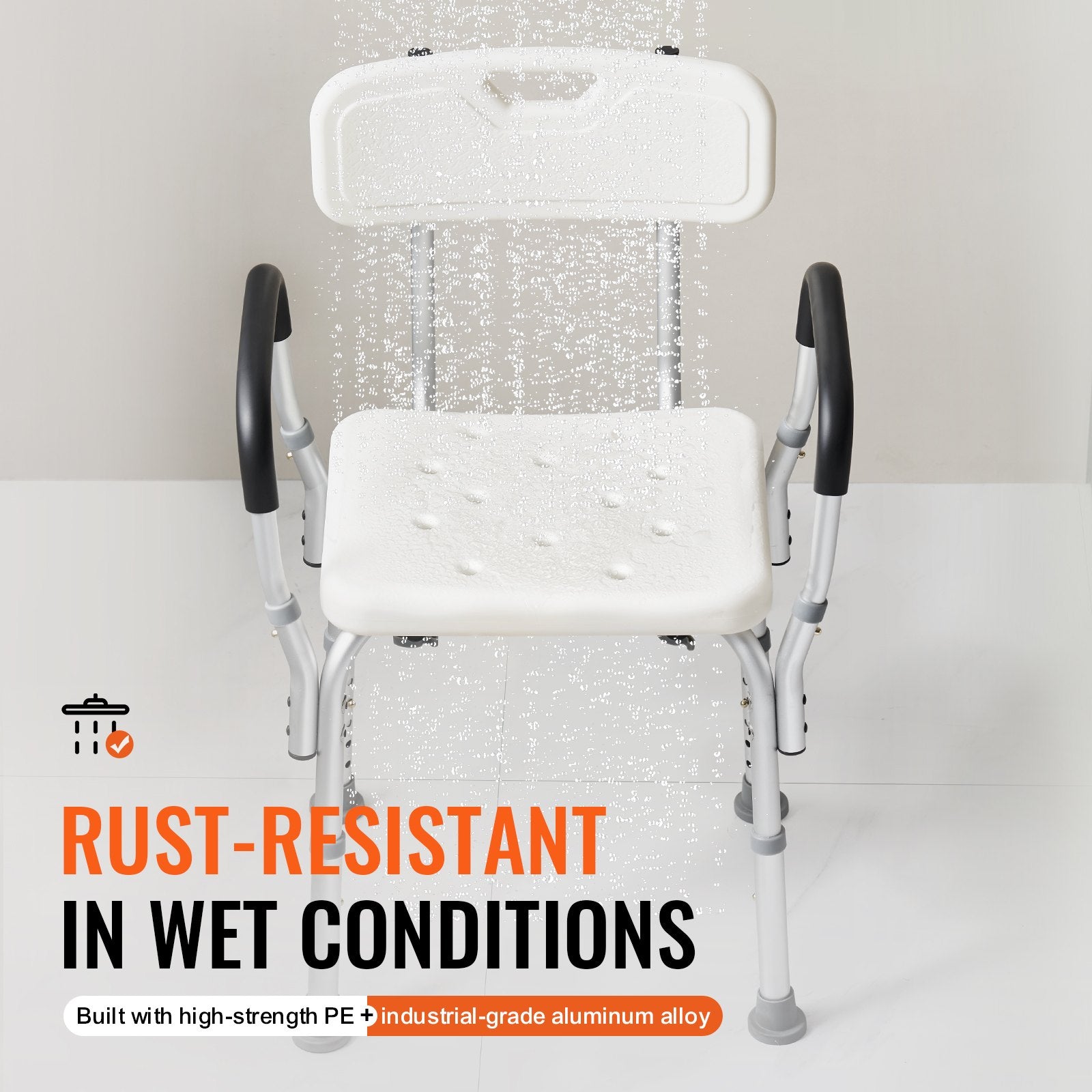 Shower Chair, Shower Seat with Back, Adjustable Height Shower Stool, Shower Chair for Inside Shower Bathtub, Non-slip Bathroom Bench Bath Chair for Elderly Disabled Handicap, 158.8 kg Capacity - Image 4