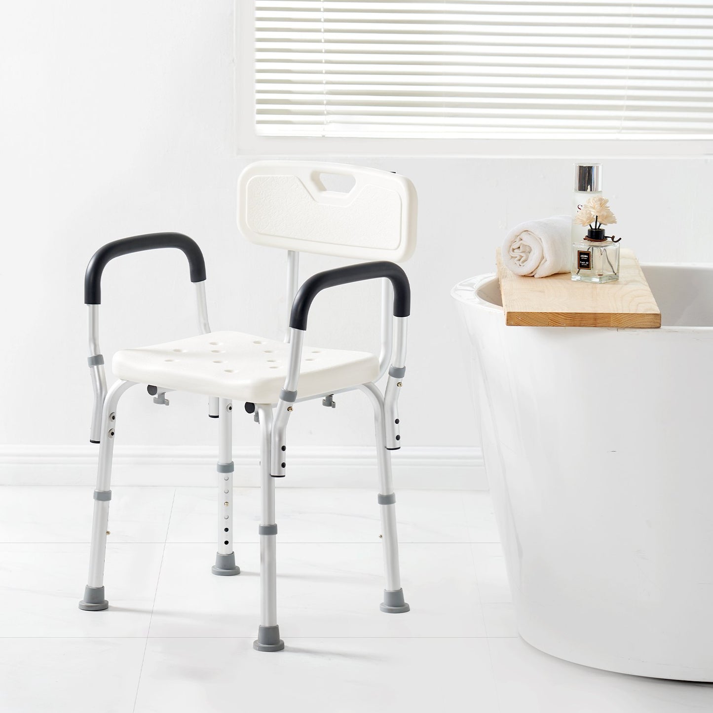 Shower Chair, Shower Seat with Back, Adjustable Height Shower Stool, Shower Chair for Inside Shower Bathtub, Non-slip Bathroom Bench Bath Chair for Elderly Disabled Handicap, 158.8 kg Capacity - Image 8