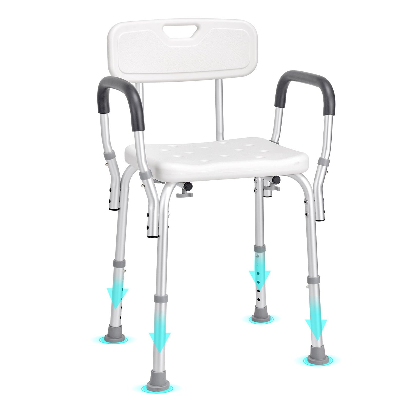 Shower Chair, Shower Seat with Back, Adjustable Height Shower Stool, Shower Chair for Inside Shower Bathtub, Non-slip Bathroom Bench Bath Chair for Elderly Disabled Handicap, 158.8 kg Capacity - Image 9