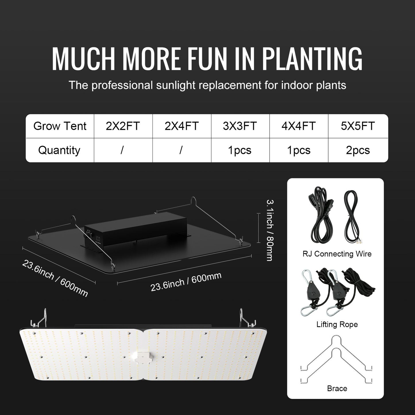 LED Grow Light, 400W Full Spectrum Dimmable, High Yield Samsung 2B1B Diodes Growing Lamp for Indoor Plants Seedling Veg and Bloom Greenhouse Growing, Daisy Chain Driver for 4x4/5x5 ft Grow Tent - Image 7