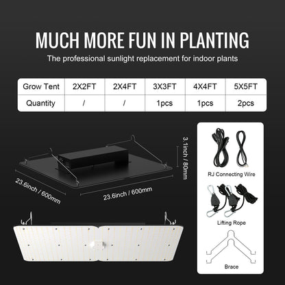 LED Grow Light, 400W Full Spectrum Dimmable, High Yield Samsung 2B1B Diodes Growing Lamp for Indoor Plants Seedling Veg and Bloom Greenhouse Growing, Daisy Chain Driver for 4x4/5x5 ft Grow Tent - Image 7