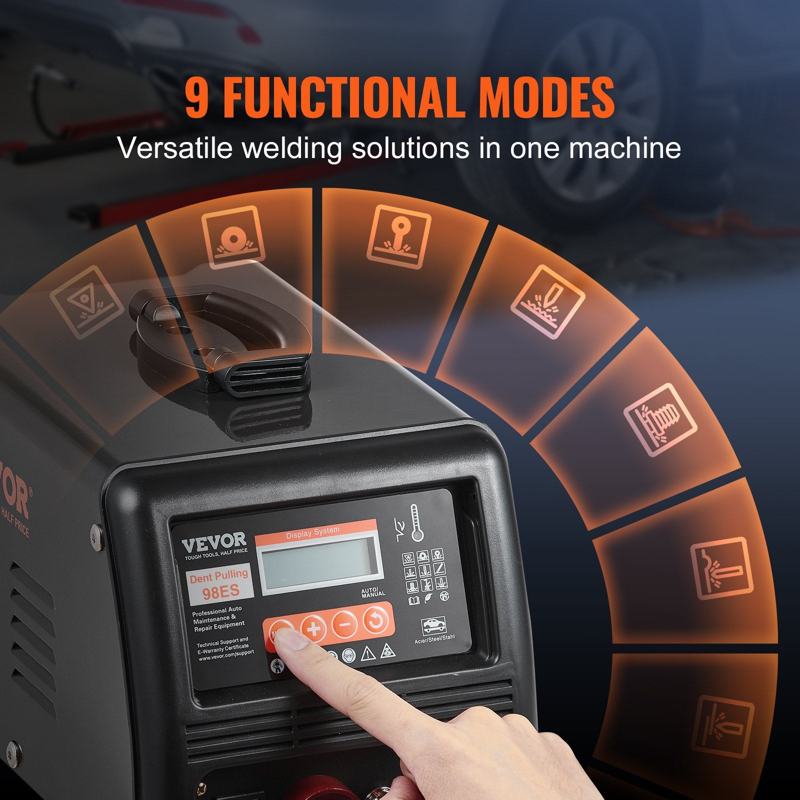 Stud Welder Dent Repair Kit, 3KW Spot Welder Dent Puller with Auto/Manual Welding & 9 Versatile Modes, Auto Body Spot Welding Dent Puller Machine for Car, Truck Dent Repair - Image 3