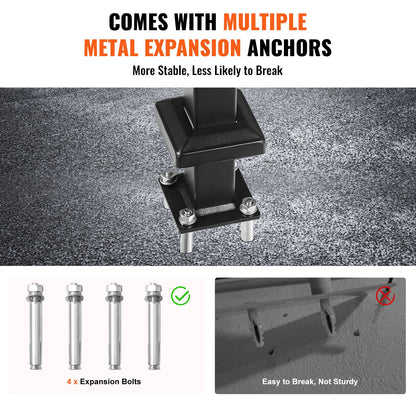 Single Post Handrail for Outdoor 1-3 Steps, 40.5" L x 35.4" H Metal Bent Stair Handrails, Floor Mounted Carbon Steel Stair Railing, U-Shaped Post Grab Rails with 2 Anti-Skid Crossbar for Garage - Image 5
