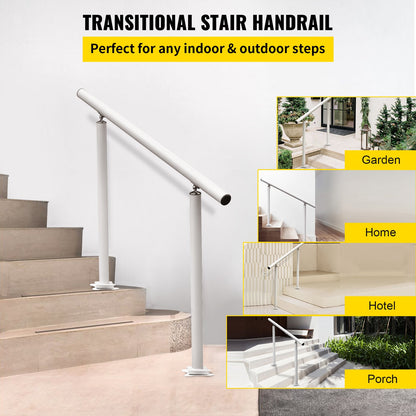 Handrail Outdoor Stairs, 3ft, 34 Inch Outdoor Handrail, Outdoor Stair Railing Adjustable from 0 to 60 Degrees Handrail for Stairs Outdoor White Aluminum Stair Railing for Garden, Office Area - Image 2