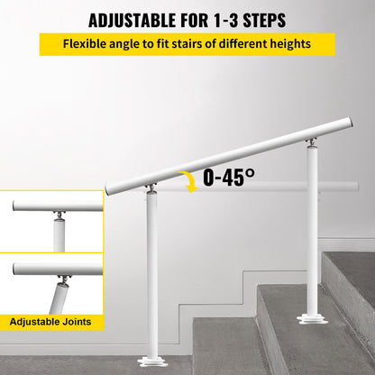 Handrail Outdoor Stairs, 3ft, 34 Inch Outdoor Handrail, Outdoor Stair Railing Adjustable from 0 to 60 Degrees Handrail for Stairs Outdoor White Aluminum Stair Railing for Garden, Office Area - Image 3