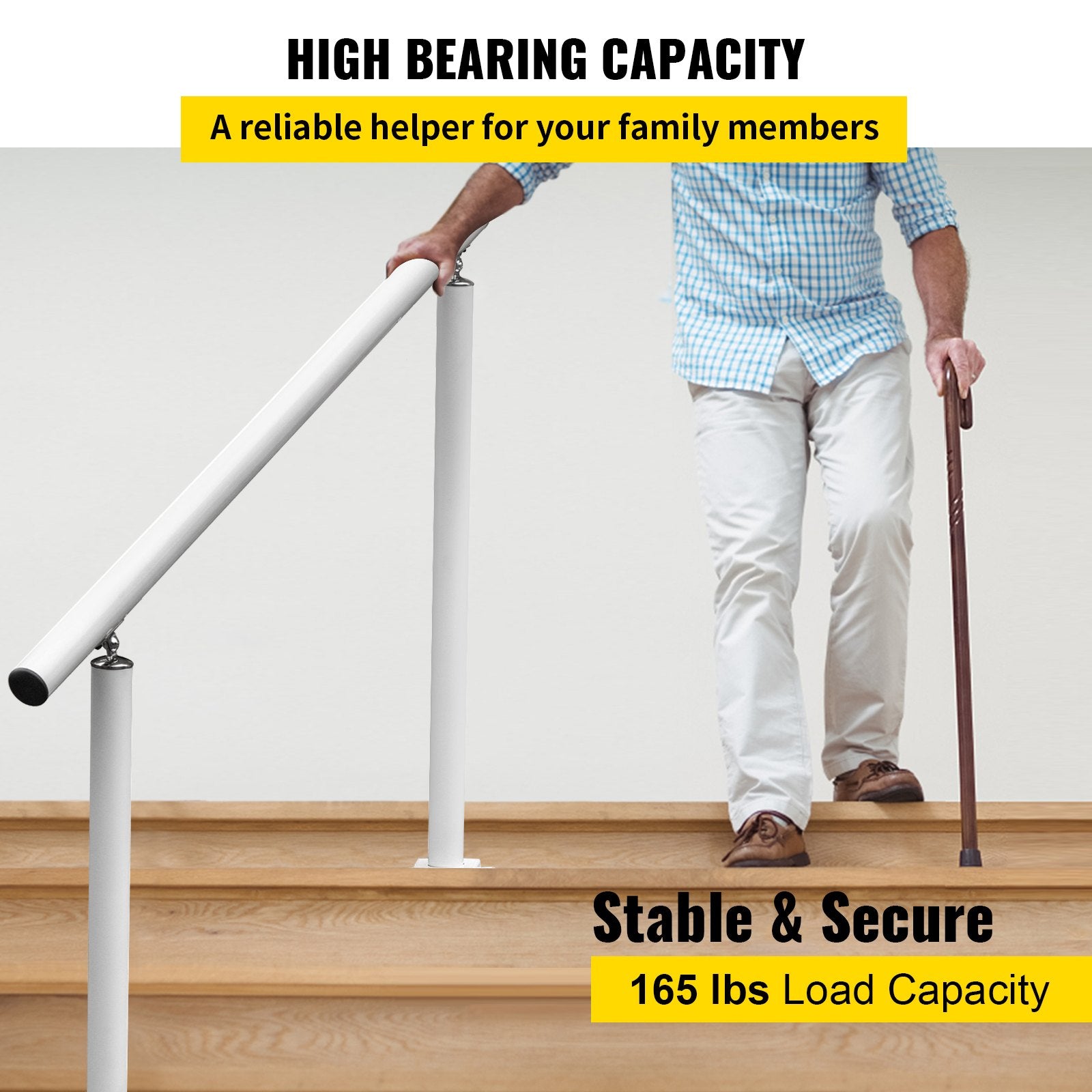 Handrail Outdoor Stairs, 3ft, 34 Inch Outdoor Handrail, Outdoor Stair Railing Adjustable from 0 to 60 Degrees Handrail for Stairs Outdoor White Aluminum Stair Railing for Garden, Office Area - Image 4