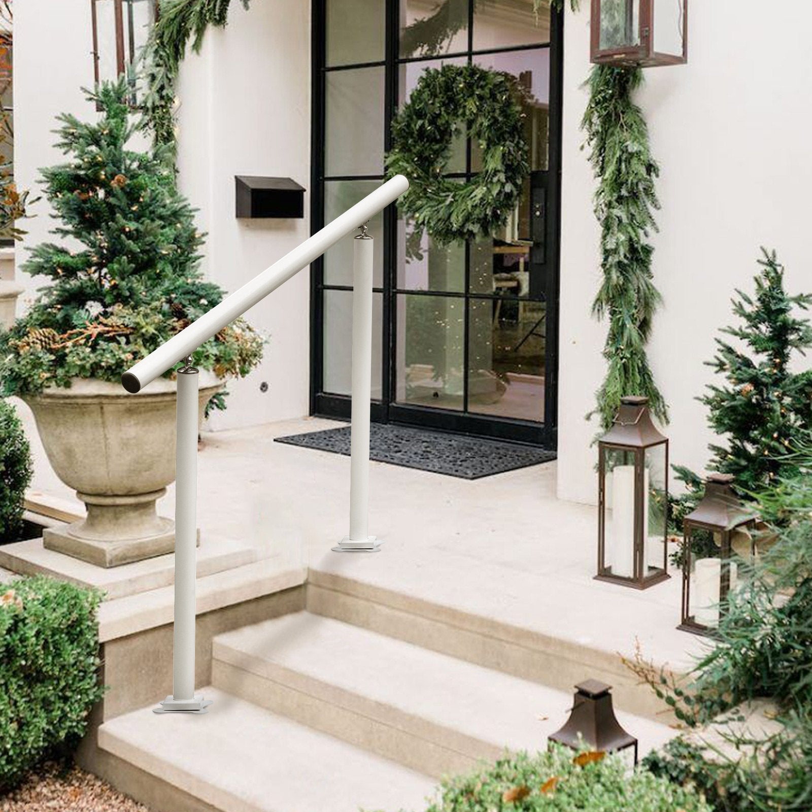 Handrail Outdoor Stairs, 3ft, 34 Inch Outdoor Handrail, Outdoor Stair Railing Adjustable from 0 to 60 Degrees Handrail for Stairs Outdoor White Aluminum Stair Railing for Garden, Office Area - Image 8