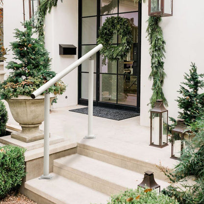 Handrail Outdoor Stairs, 3ft, 34 Inch Outdoor Handrail, Outdoor Stair Railing Adjustable from 0 to 60 Degrees Handrail for Stairs Outdoor White Aluminum Stair Railing for Garden, Office Area - Image 8
