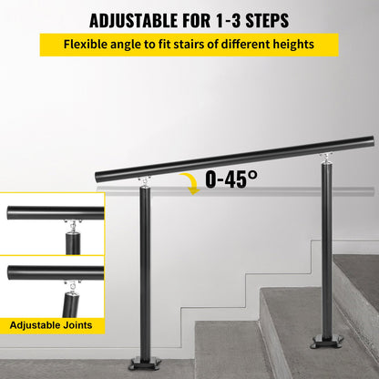 Handrail Outdoor Stairs, 3ft, 34 Inch Outdoor Handrail, Outdoor Stair Railing Adjustable from 0 to 60 Degrees Handrail for Stairs Outdoor Black Aluminum Stair Railing for Garden, Office Area - Image 3