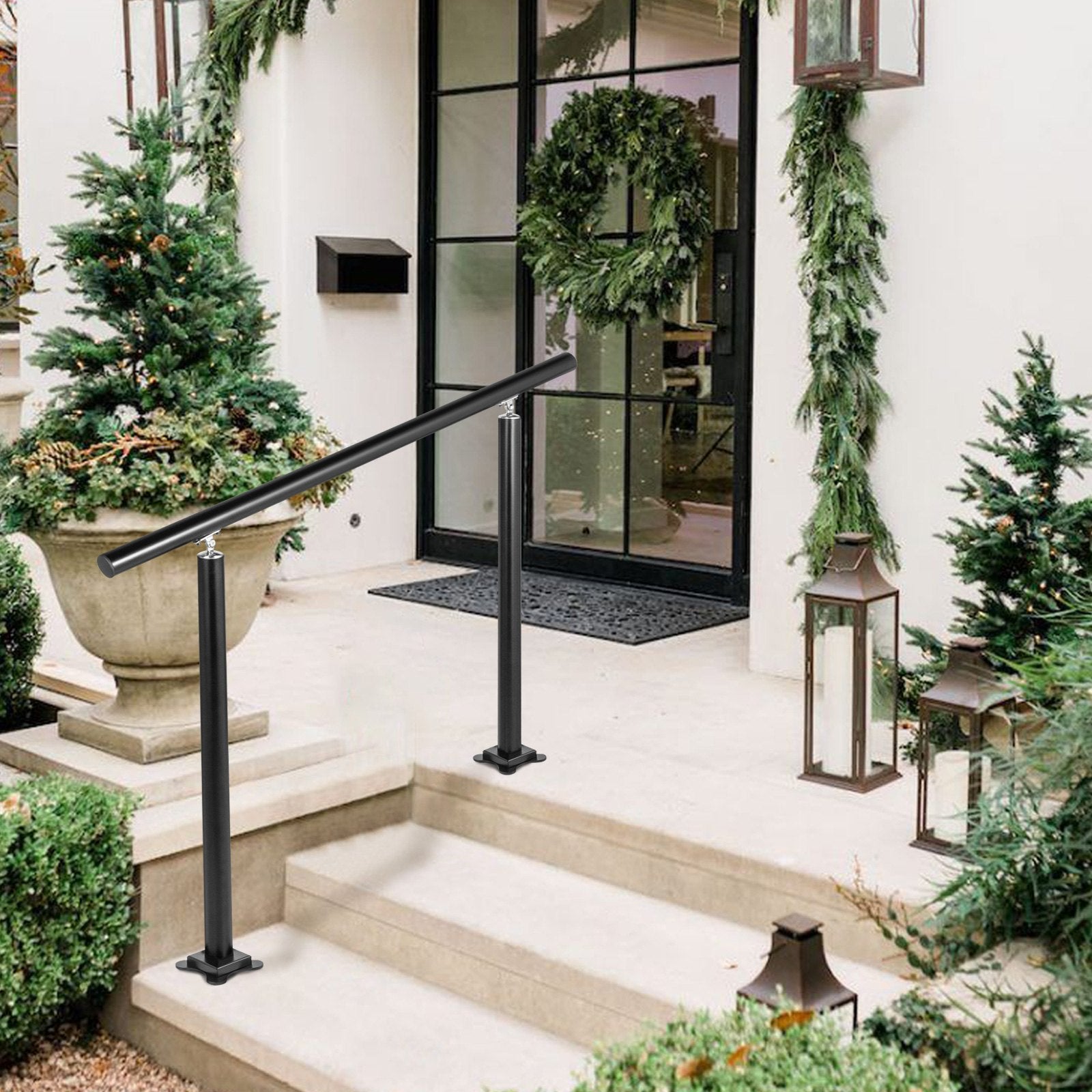 Handrail Outdoor Stairs, 3ft, 34 Inch Outdoor Handrail, Outdoor Stair Railing Adjustable from 0 to 60 Degrees Handrail for Stairs Outdoor Black Aluminum Stair Railing for Garden, Office Area - Image 8