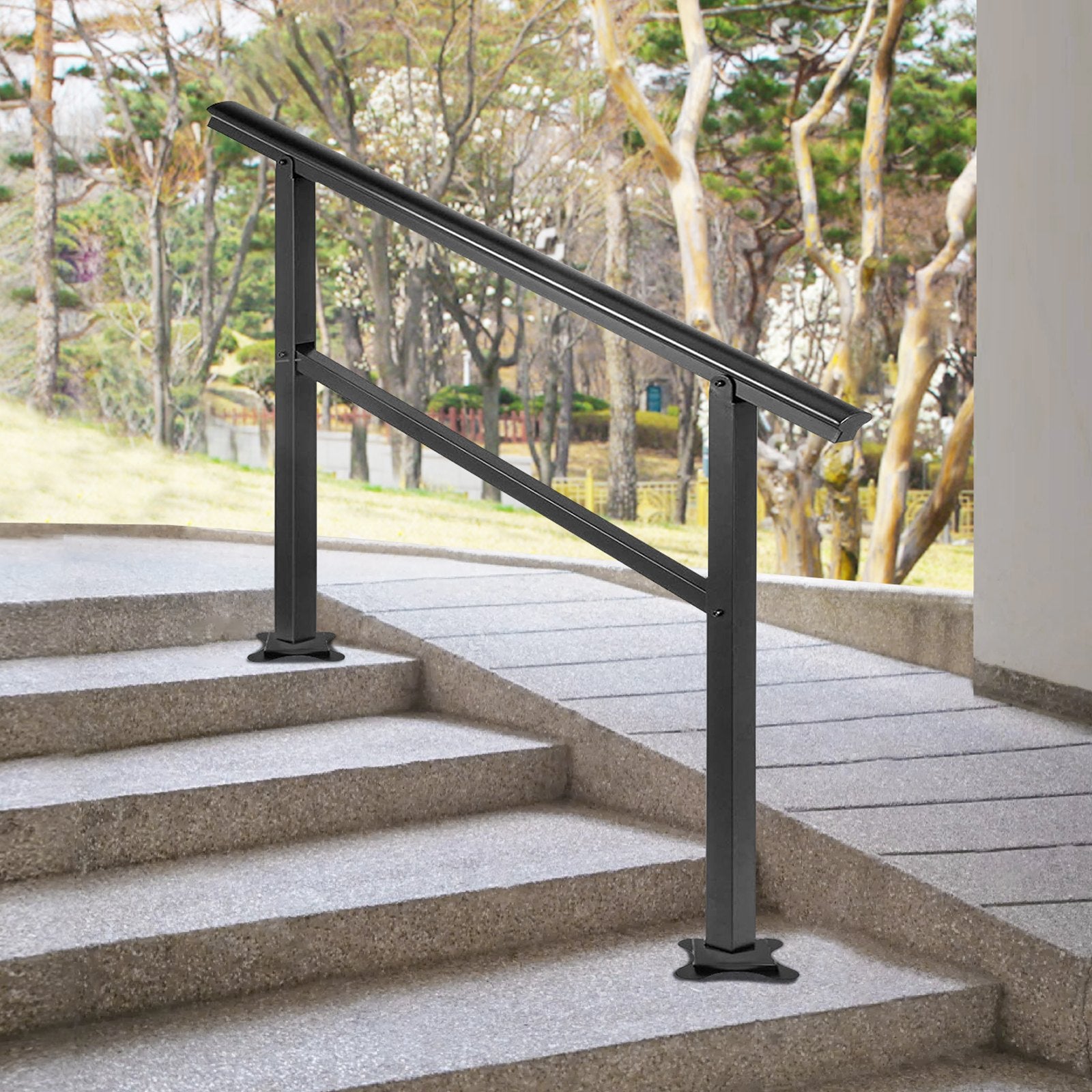 Handrail Outdoor Stairs 47.6 X 35.2 Inch Outdoor Handrail Outdoor Stair Railing Adjustable from 0 to 30 Degrees Handrail for Stairs Outdoor Aluminum Black Stair Railing Fit 3-4 Steps - Image 8