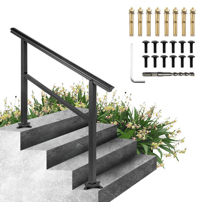 Handrail Outdoor Stairs 47.6 X 35.2 Inch Outdoor Handrail Outdoor Stair Railing Adjustable from 0 to 30 Degrees Handrail for Stairs Outdoor Aluminum Black Stair Railing Fit 3-4 Steps - Image 9