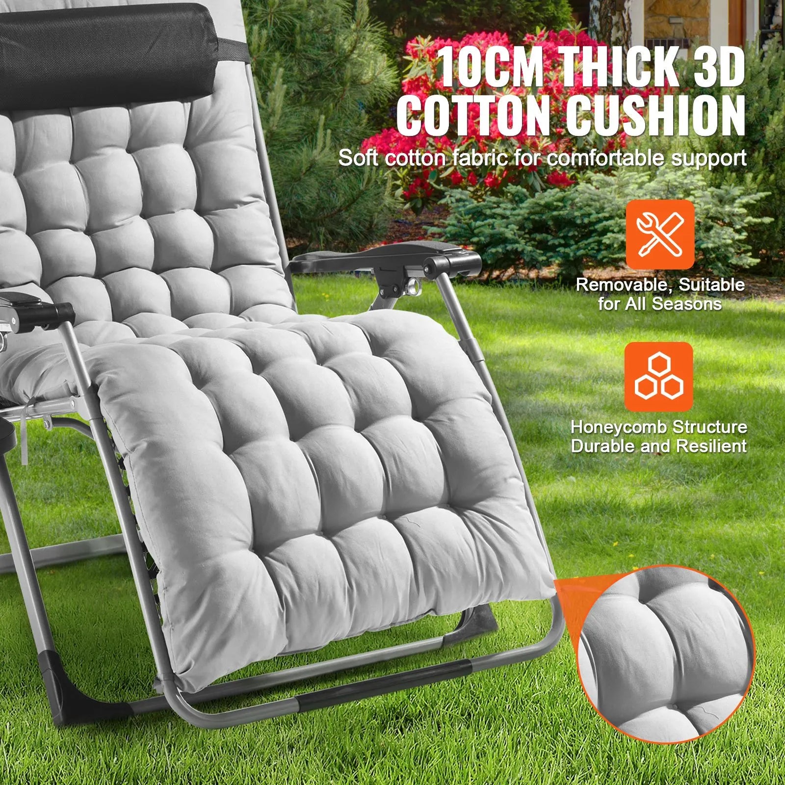 Zero Gravity Chair, 33 inch Zero Gravity Recliner Lounge Chair for Indoor and Outdoor, Adjustable Anti Gravity Chair with Cushion, Headrest, Footrest, and Cupholder, 500 lbs, Gray - Image 4