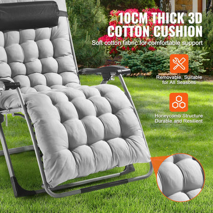 Zero Gravity Chair, 33 inch Zero Gravity Recliner Lounge Chair for Indoor and Outdoor, Adjustable Anti Gravity Chair with Cushion, Headrest, Footrest, and Cupholder, 500 lbs, Gray - Image 4