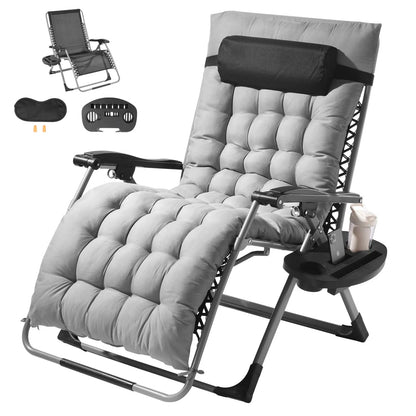 Zero Gravity Chair, 33 inch Zero Gravity Recliner Lounge Chair for Indoor and Outdoor, Adjustable Anti Gravity Chair with Cushion, Headrest, Footrest, and Cupholder, 500 lbs, Gray - Image 9