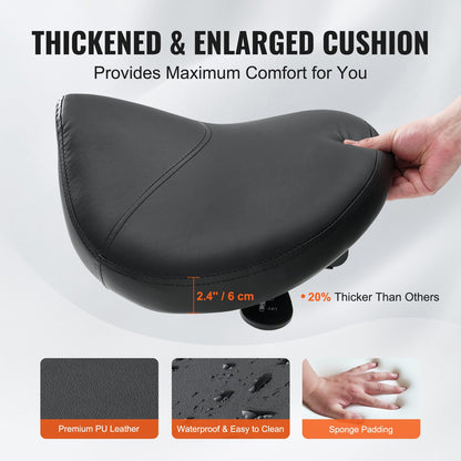 Saddle Stool with Wheels, 400 LBS Weight Capacity Ergonomic Rolling Saddle Stool, Height Adjustable Thickened PU Leather Swivel Saddle Stools Chair for Salon, Spa, Tattoo, Clinic, Black - Image 3