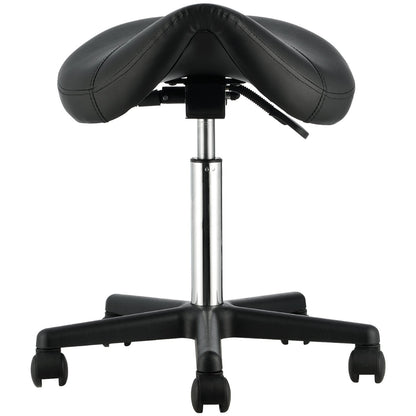 Saddle Stool with Wheels, 400 LBS Weight Capacity Ergonomic Rolling Saddle Stool, Height Adjustable Thickened PU Leather Swivel Saddle Stools Chair for Salon, Spa, Tattoo, Clinic, Black - Image 9