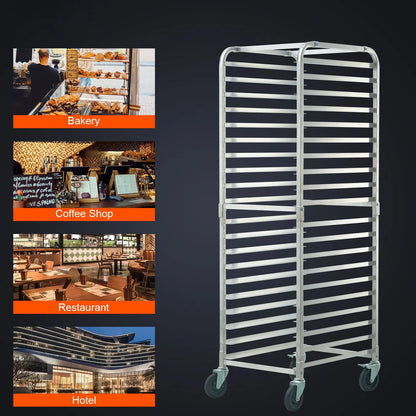 Bun Pan Rack, 20-Tier Commercial Bakery Racks with Brake Wheels, Aluminum Racking Trolley Storage for Half & Full Sheet, Speed Rack For Kitchen Home, Bread Baking Equipment, 660x517x1767 mm - Image 7