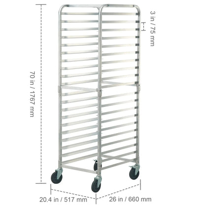 Bun Pan Rack, 20-Tier Commercial Bakery Racks with Brake Wheels, Aluminum Racking Trolley Storage for Half & Full Sheet, Speed Rack For Kitchen Home, Bread Baking Equipment, 660x517x1767 mm - Image 8