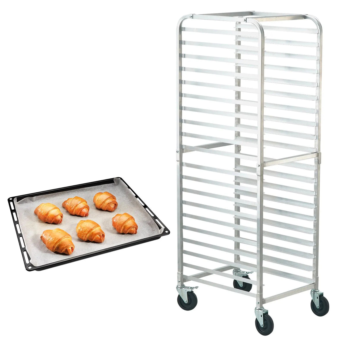 Bun Pan Rack, 20-Tier Commercial Bakery Racks with Brake Wheels, Aluminum Racking Trolley Storage for Half & Full Sheet, Speed Rack For Kitchen Home, Bread Baking Equipment, 660x517x1767 mm - Image 9