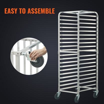 Bun Pan Rack, 20-Tier Commercial Bakery Racks with Brake Wheels, Aluminum Racking Trolley Storage for Half & Full Sheet, Speed Rack For Kitchen Home, Bread Baking Equipment, 660x517x1767 mm - Image 5