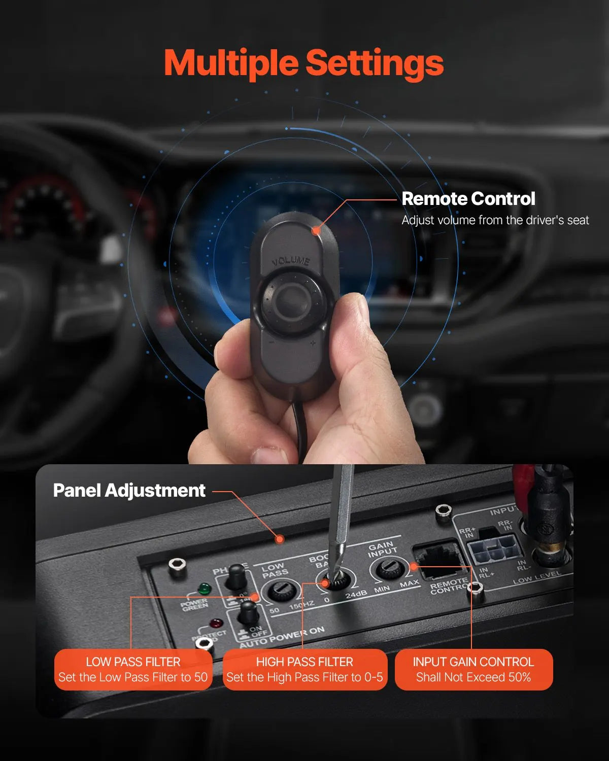 8" 300W Under Seat Car Subwoofer Slim Powered Car/Truck Subwoofer System - Image 6