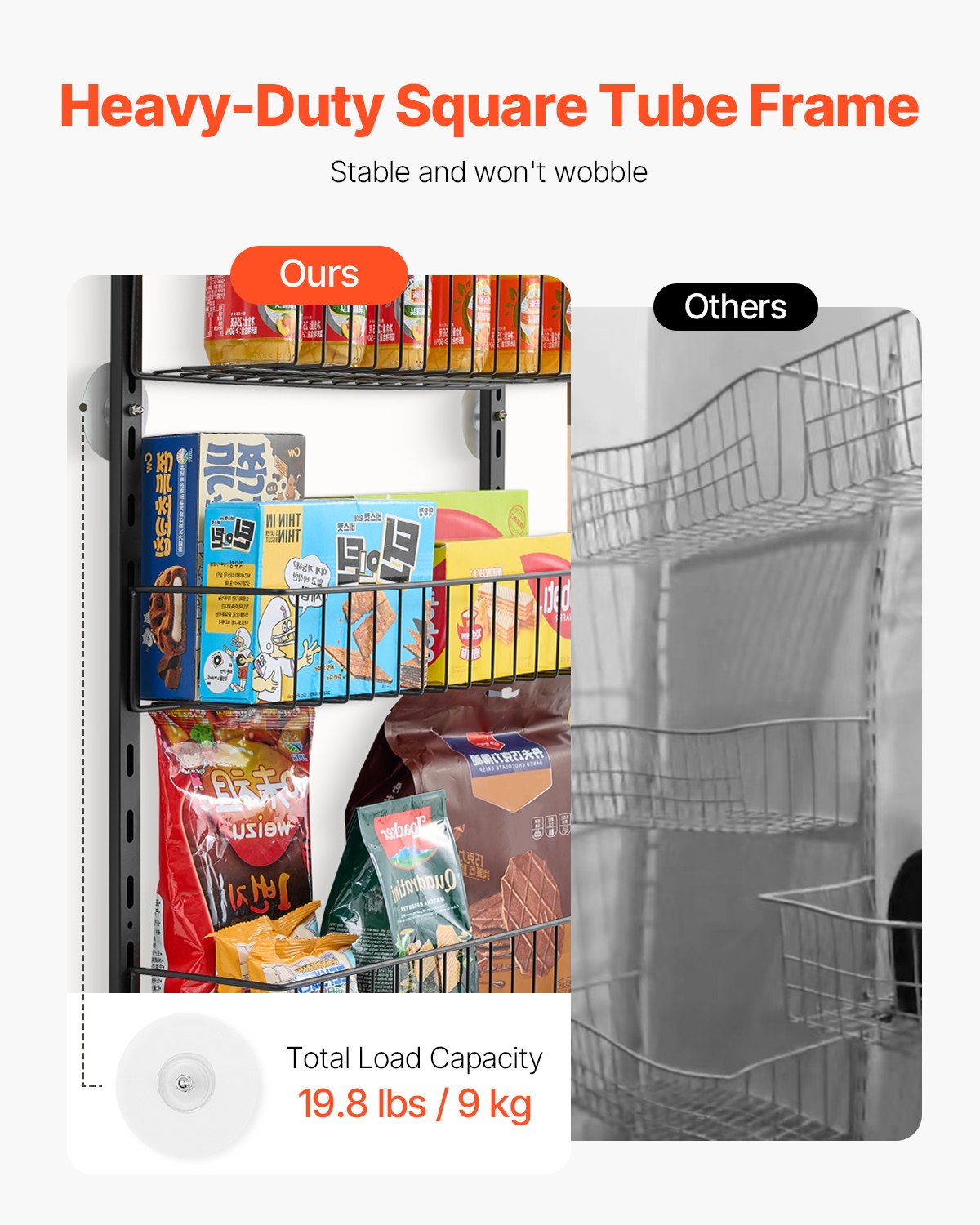 Over the Door Pantry Organizer, 6-Tier Pantry Organization and Storage, Heavy-Duty Steel Hanging Spice Rack, Adjustable Wall Seasoning Shelves, for Home Kitchen Laundry Room Bathroom, Black - Image 4