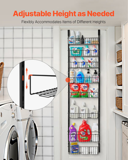 8-Tier Over the Door Pantry Organizer Hanging Storage Rack Adjustable - Image 3