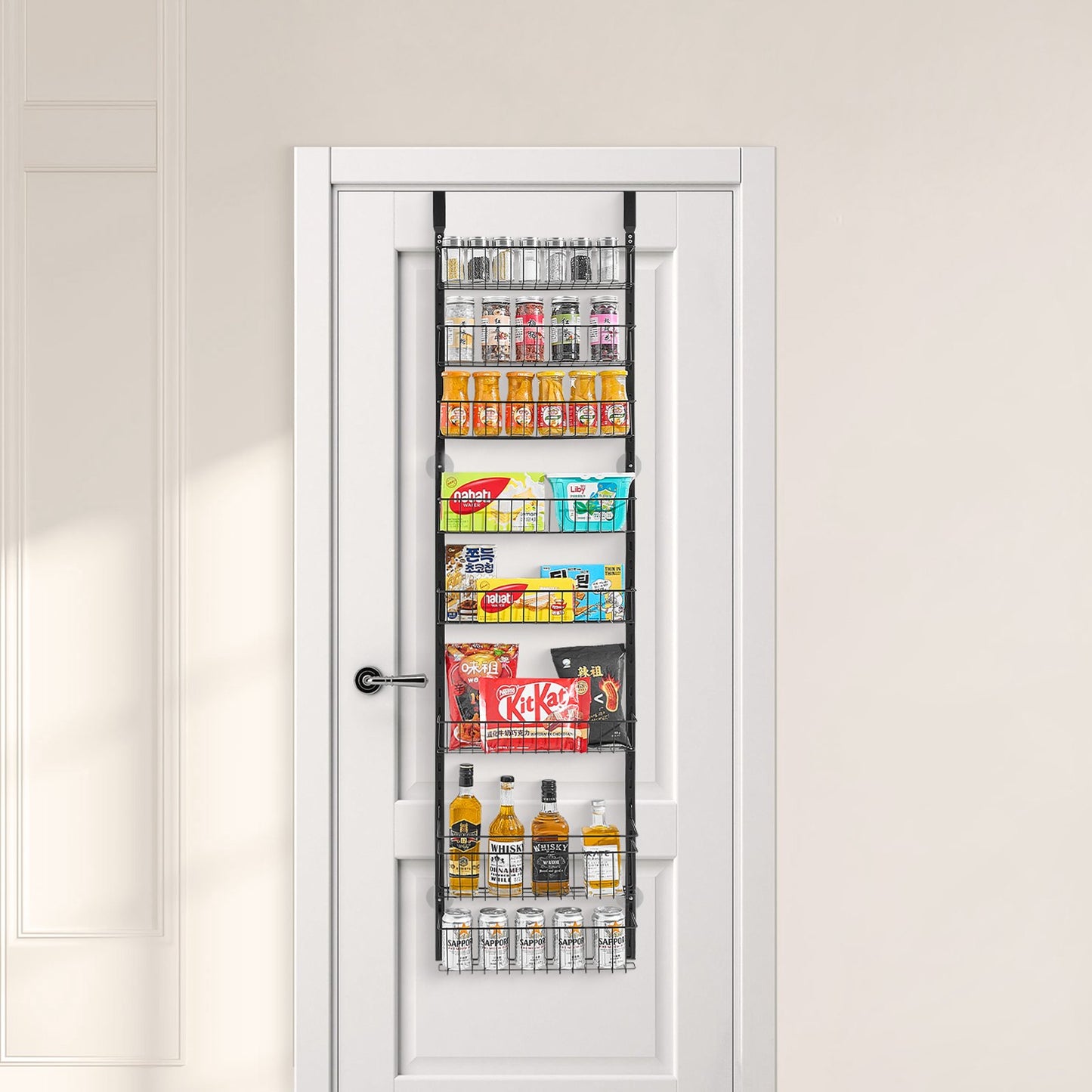 8-Tier Over the Door Pantry Organizer Hanging Storage Rack Adjustable - Image 8