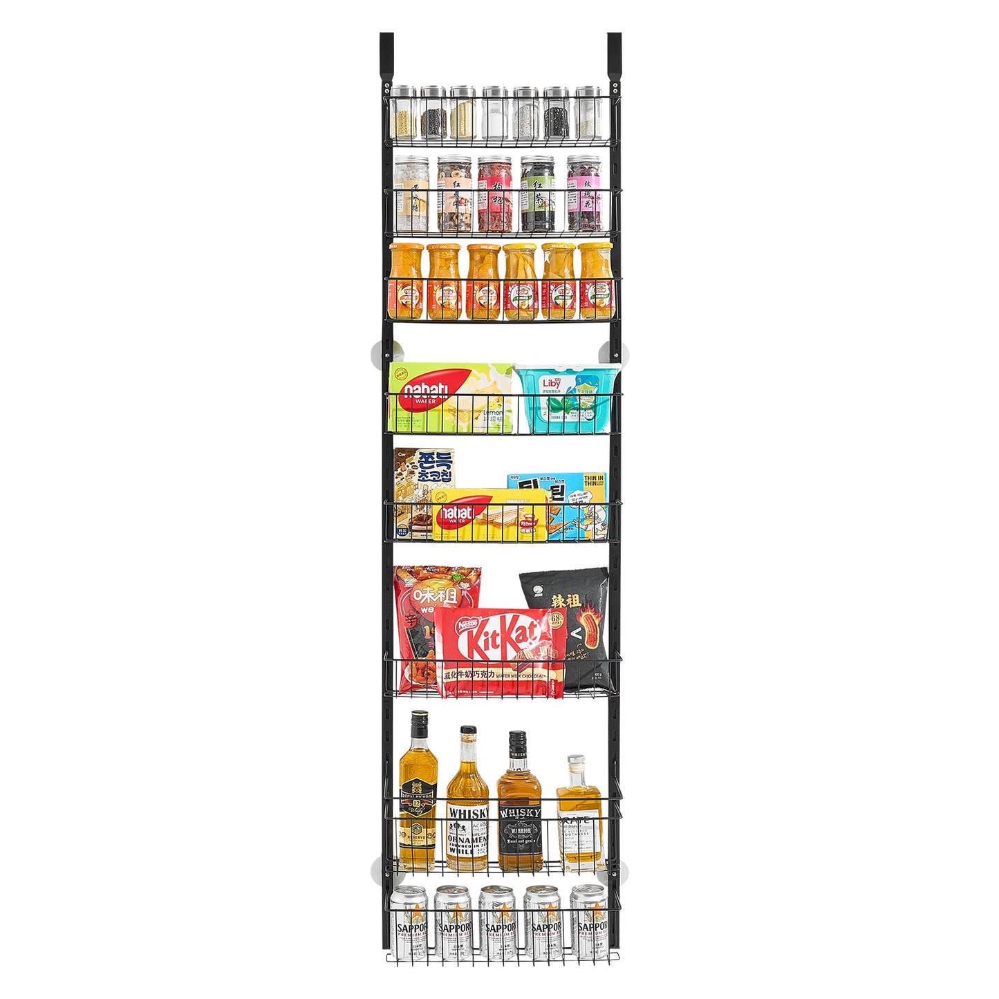 8-Tier Over the Door Pantry Organizer Hanging Storage Rack Adjustable - Image 9