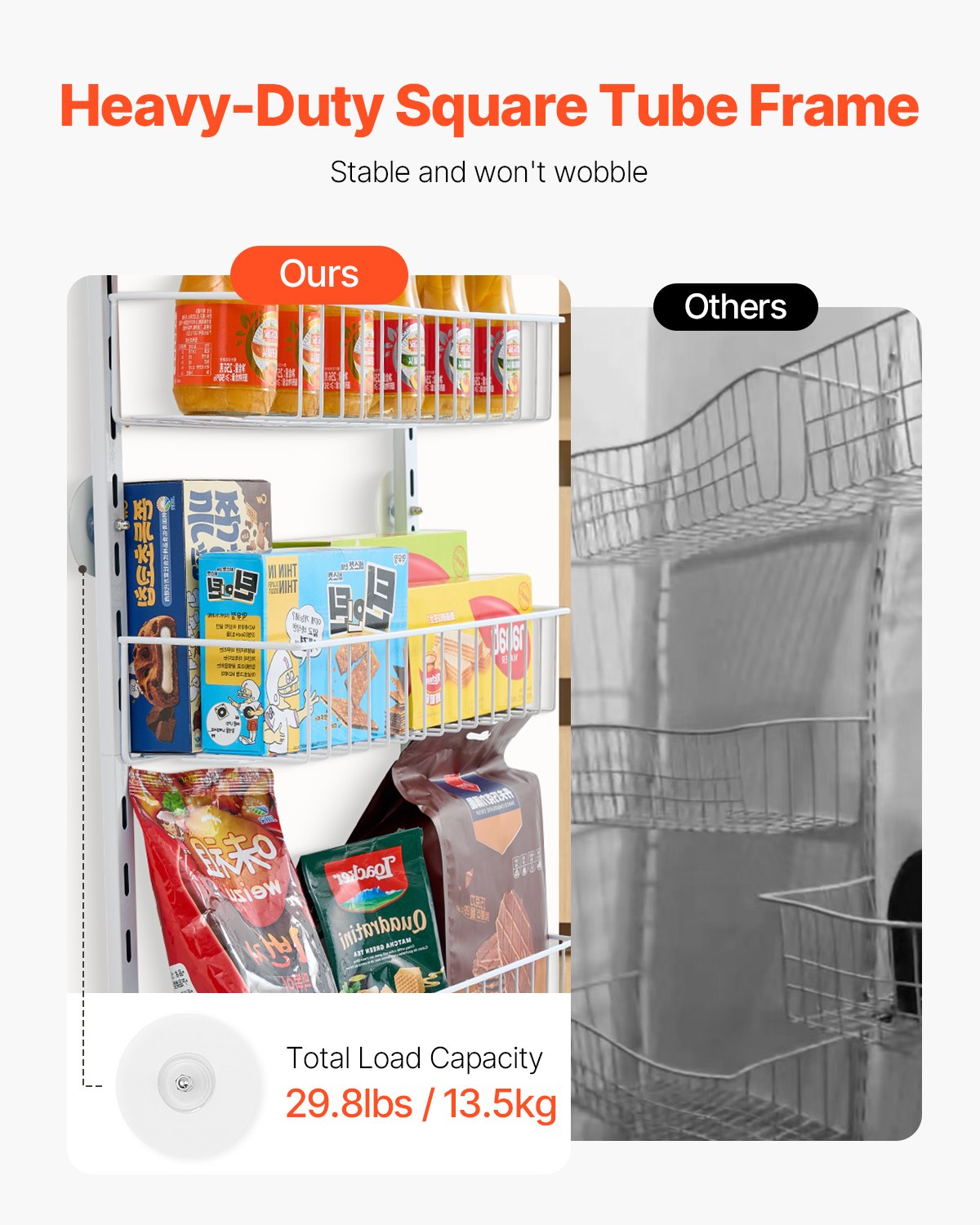 Over the Door Pantry Organizer, 9-Tier Pantry Organization and Storage, Heavy-Duty Steel Hanging Spice Rack, Adjustable Wall Seasoning Shelves, for Home Kitchen Laundry Room Bathroom, White - Image 4