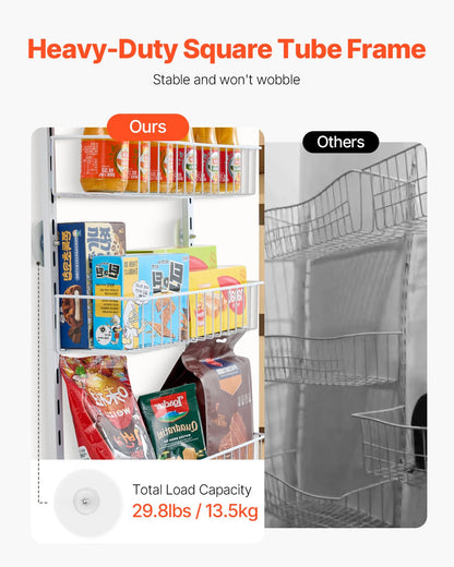 Over the Door Pantry Organizer, 9-Tier Pantry Organization and Storage, Heavy-Duty Steel Hanging Spice Rack, Adjustable Wall Seasoning Shelves, for Home Kitchen Laundry Room Bathroom, White - Image 4