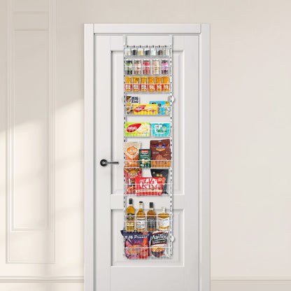 Over the Door Pantry Organizer, 9-Tier Pantry Organization and Storage, Heavy-Duty Steel Hanging Spice Rack, Adjustable Wall Seasoning Shelves, for Home Kitchen Laundry Room Bathroom, White - Image 8