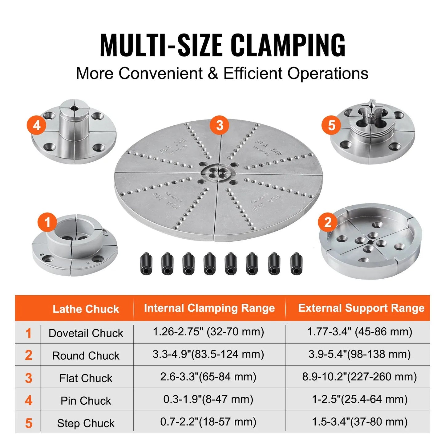 KP965 Lathe Chuck, 4-Jaw 96 mm Diameter, Metal Lathe Chuck Turning Machine Accessories with 5 Sets of Jaws, Self-centering Tool, for Precision Machining, Grinding Machines, Milling Machines - Image 4