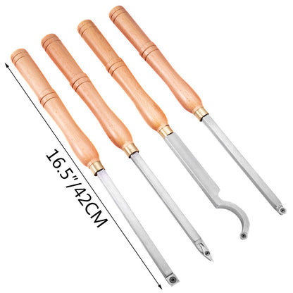 Wood Turning Tools for Lathe 4 PCS Set, Carbide Lathe Tools with Diamond Shape, Round, Square Cutters, Turning Lathe Chisels with Comfortable Grip Handles Lathe Tools for Craft DIY Hobbyists - Image 8