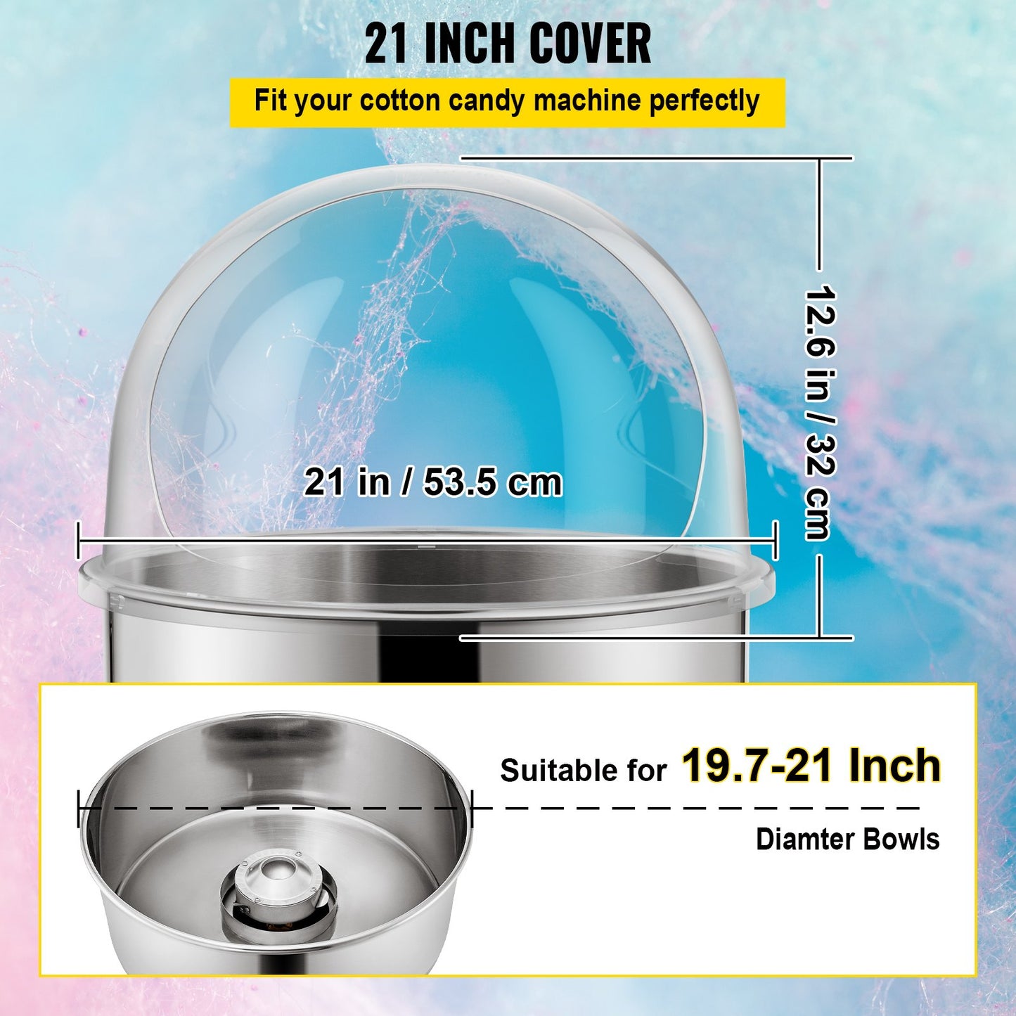 Candy Machine Bubble Shield 20.5 Inch Clear Plastic Cotton Candy Cover for Commercial Candy Maker Machine - Image 3