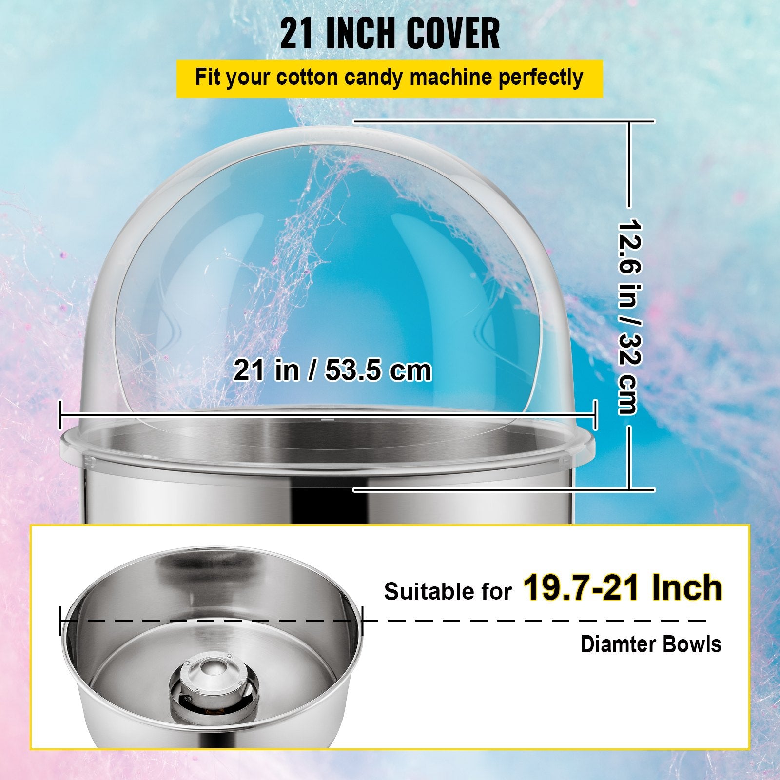 Candy Machine Bubble Shield 20.5 Inch Clear Plastic Cotton Candy Cover for Commercial Candy Maker Machine - Image 3