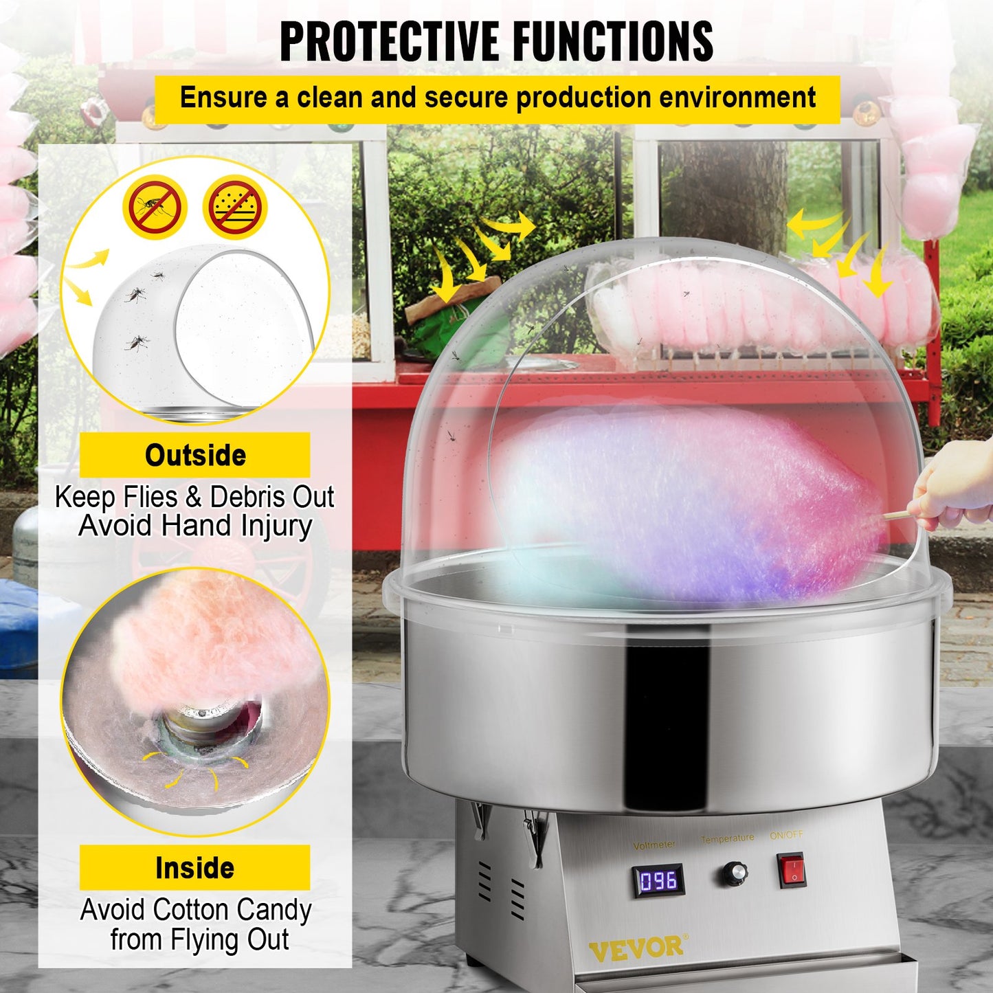 Candy Machine Bubble Shield 20.5 Inch Clear Plastic Cotton Candy Cover for Commercial Candy Maker Machine - Image 5