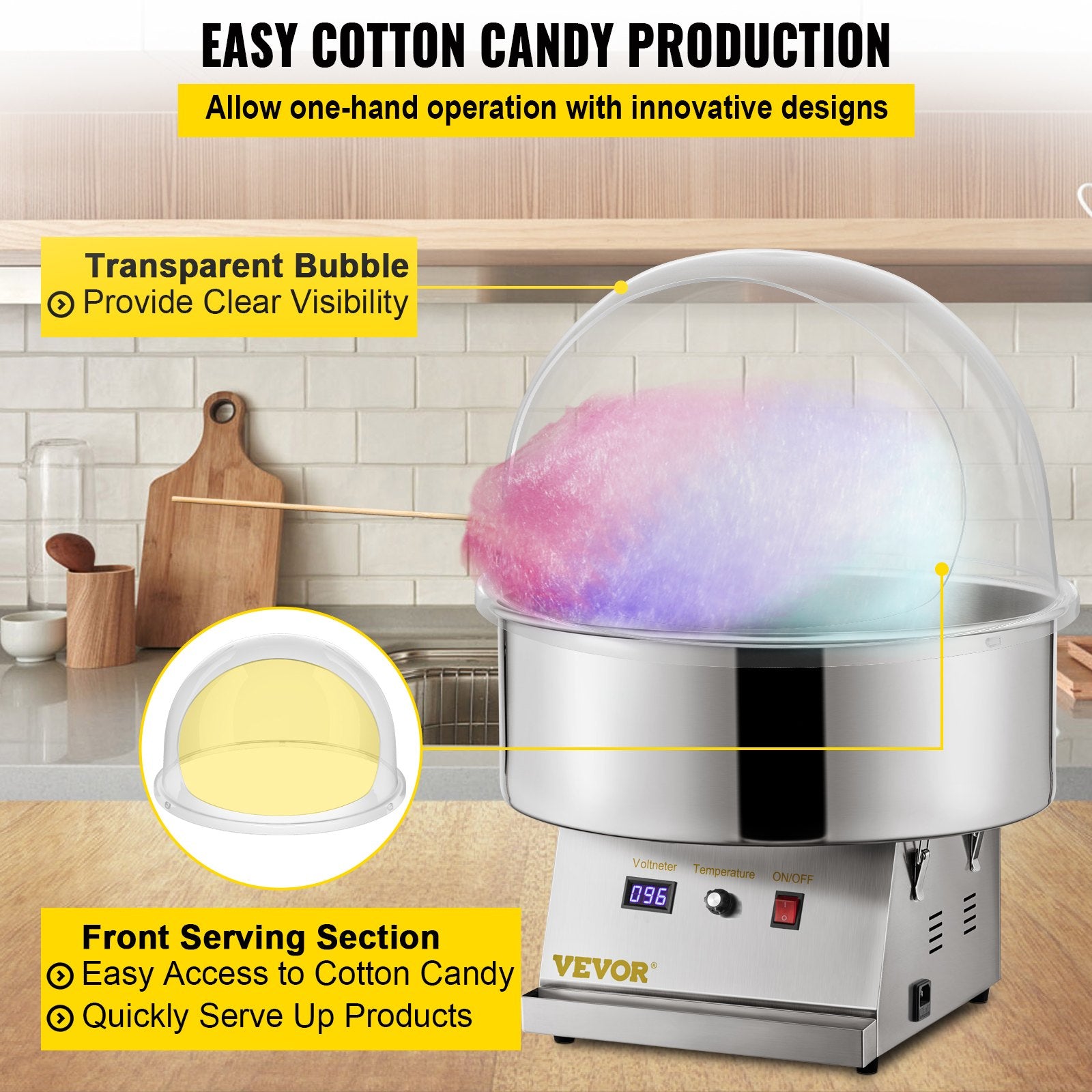 Candy Machine Bubble Shield 20.5 Inch Clear Plastic Cotton Candy Cover for Commercial Candy Maker Machine - Image 6