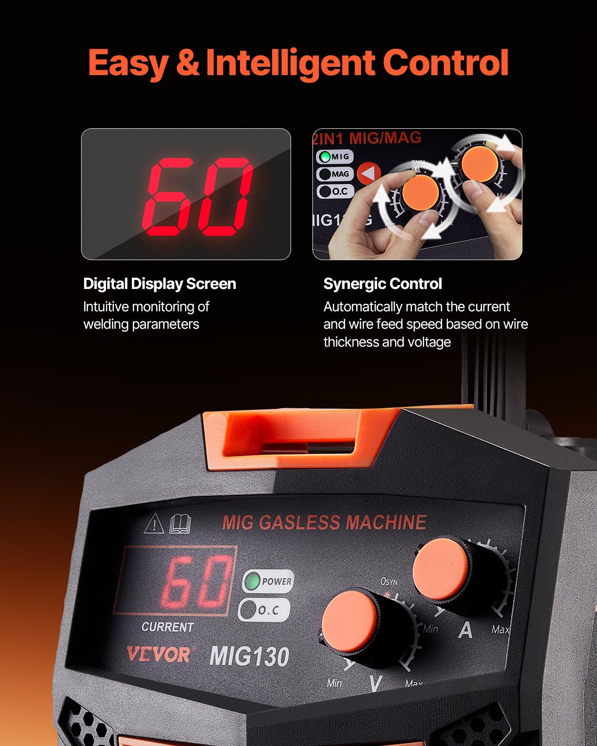 MIG Welder 130Amp Gasless Flux Core Mig Welding Machine with IGBT Inverter - Image 4