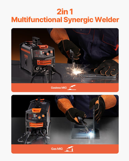 MIG Welder, 130A Synergic Mig Welding Machine, 2-in-1 Gas MIG/Gasless Flux Core MIG Multi-Process Welder Machine, Portable Mig Welder with IGBT Inverter Technology & Digital Display Screen - Image 2