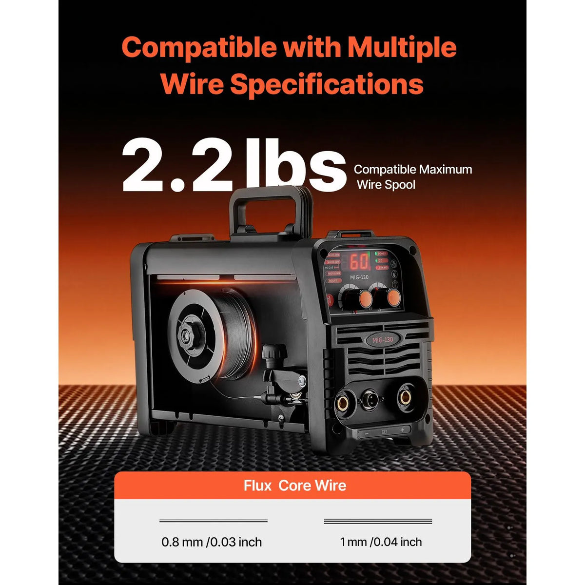 MIG Welder, 130Amp Synergic Mig Welding Machine, 3-in-1 Flux Core MIG/Stick/Lift TIG Multi-Process Welder Machine, Portable Mig Welder with IGBT Inverter Technology & Digital Display Screen - Image 6