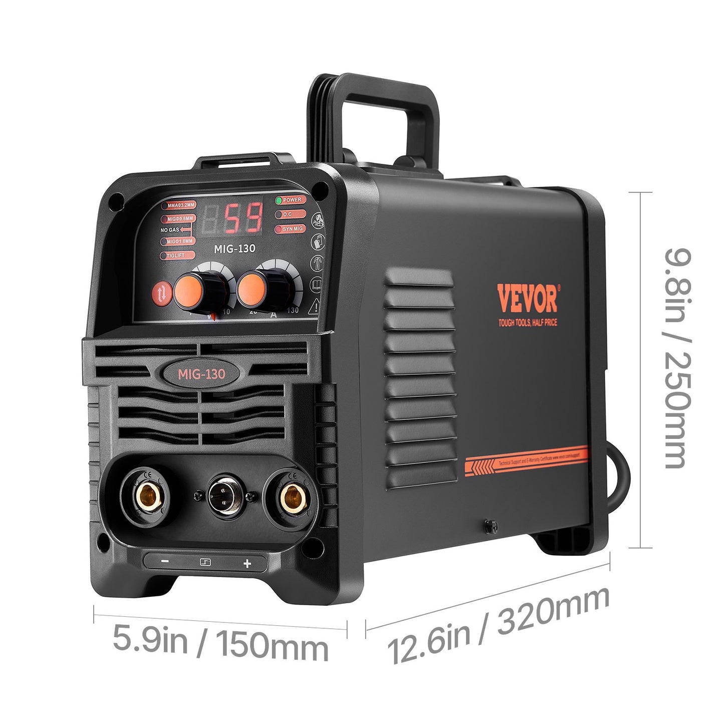 MIG Welder, 130Amp Synergic Mig Welding Machine, 3-in-1 Flux Core MIG/Stick/Lift TIG Multi-Process Welder Machine, Portable Mig Welder with IGBT Inverter Technology & Digital Display Screen - Image 9