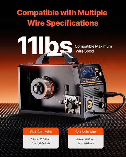 MIG Welder, 160A Synergic Mig Welding Machine, 4-in-1 Gas MIG/Flux Core MIG/Stick/Lift TIG Multi-Process Welder Machine with IGBT Inverter Technology and LCD Screen Display - Image 6
