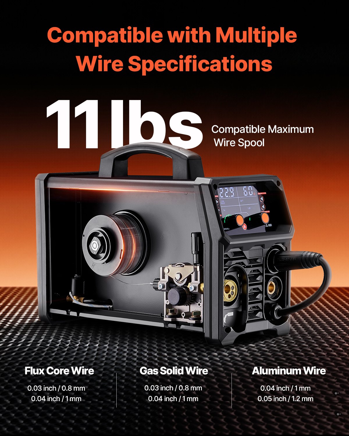 Pro MIG Welder, 200Amp Pluse Mig Welding Machine, 5-in-1 Synergic Welder Machine MIG Pluse/Gas MIG/Flux Core MIG/Stick/Lift TIG with IGBT Inverter Technology and LCD Screen Display - Image 6