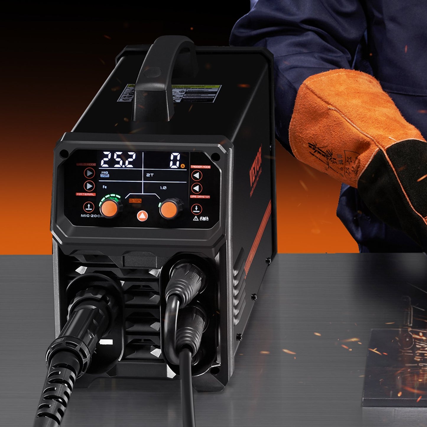 Pro MIG Welder, 200Amp Pluse Mig Welding Machine, 5-in-1 Synergic Welder Machine MIG Pluse/Gas MIG/Flux Core MIG/Stick/Lift TIG with IGBT Inverter Technology and LCD Screen Display - Image 8