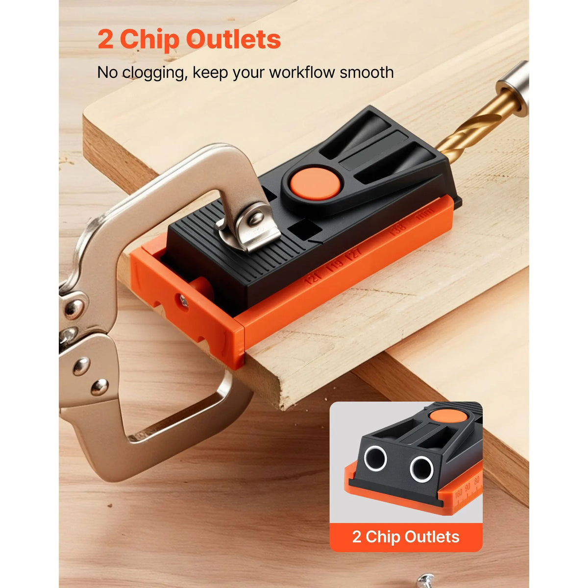Pocket Hole Jig Kit, 12.7 to 38.1 mm Adjustable, Mini Jig Pocket Hole System with Step Drill, Hex Wrench, Drill Stop Ring, Square Drive Bit, and Screws, Reinforced Nylon Frame, for Woodworking - Image 6