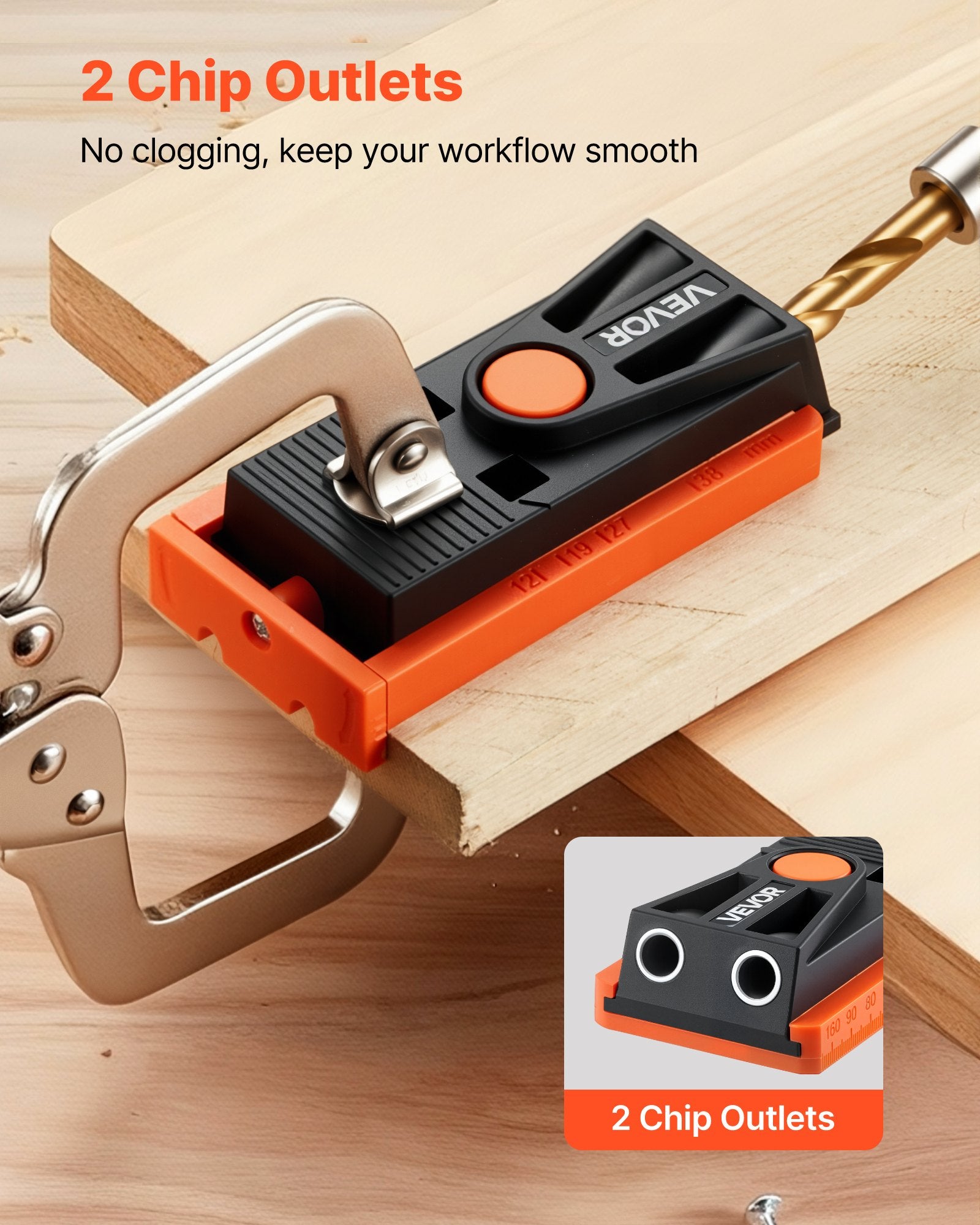 Pocket Hole Jig Kit, 12.7 to 38.1 mm Adjustable, Mini Jig Pocket Hole System with Step Drill, Hex Wrench, Drill Stop Ring, Square Drive Bit, and Screws, Reinforced Nylon Frame, for Woodworking - Image 6