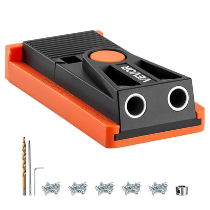 Pocket Hole Jig Kit, 12.7 to 38.1 mm Adjustable, Mini Jig Pocket Hole System with Step Drill, Hex Wrench, Drill Stop Ring, Square Drive Bit, and Screws, Reinforced Nylon Frame, for Woodworking - Image 9